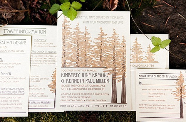 Redwood tree wedding invitation